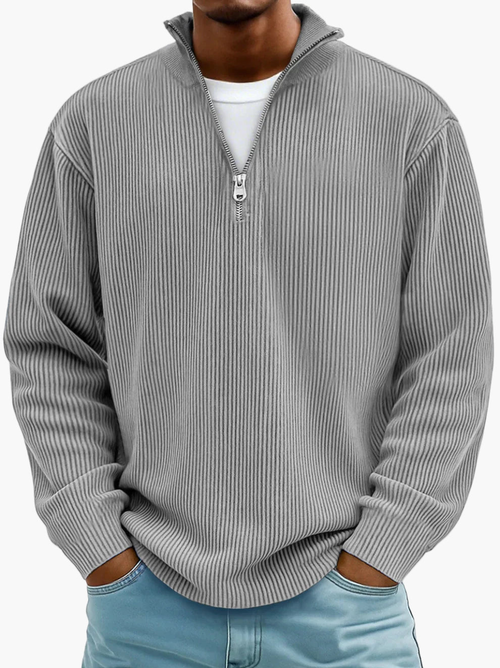 Men's Half Zip Knit Sweater Essential Modern Casual Wear For Office And Everyday