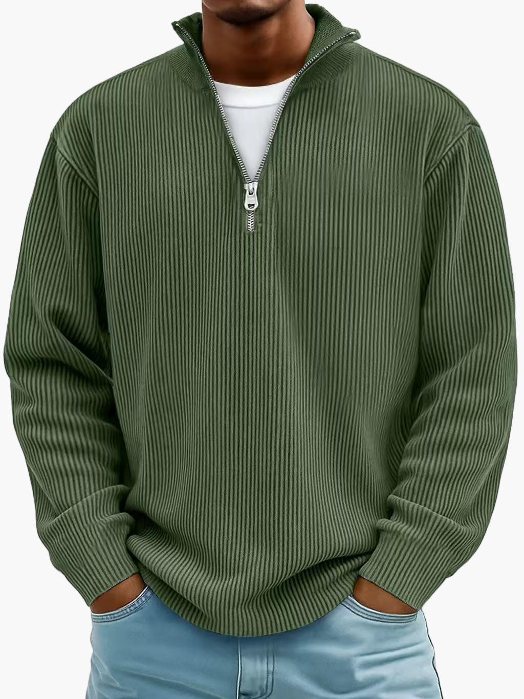 Men's Half Zip Knit Sweater Essential Modern Casual Wear For Office And Everyday