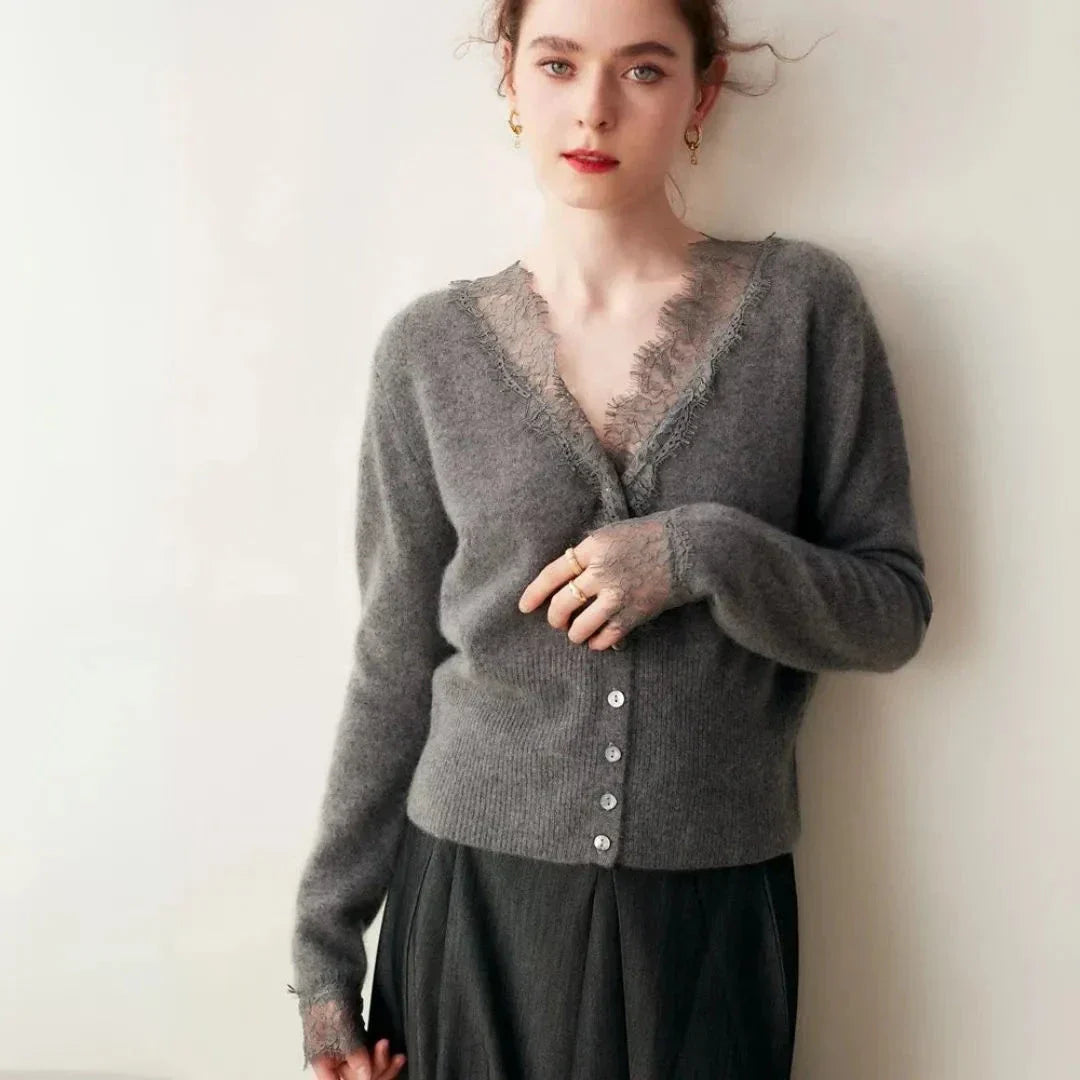 Cameron Lace-Trimmed Cashmere Cardigan