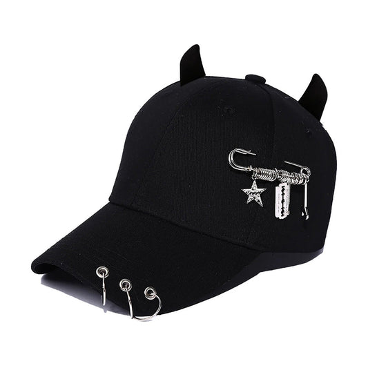 Pierced Safety Pin Horned Hat - TrendAura