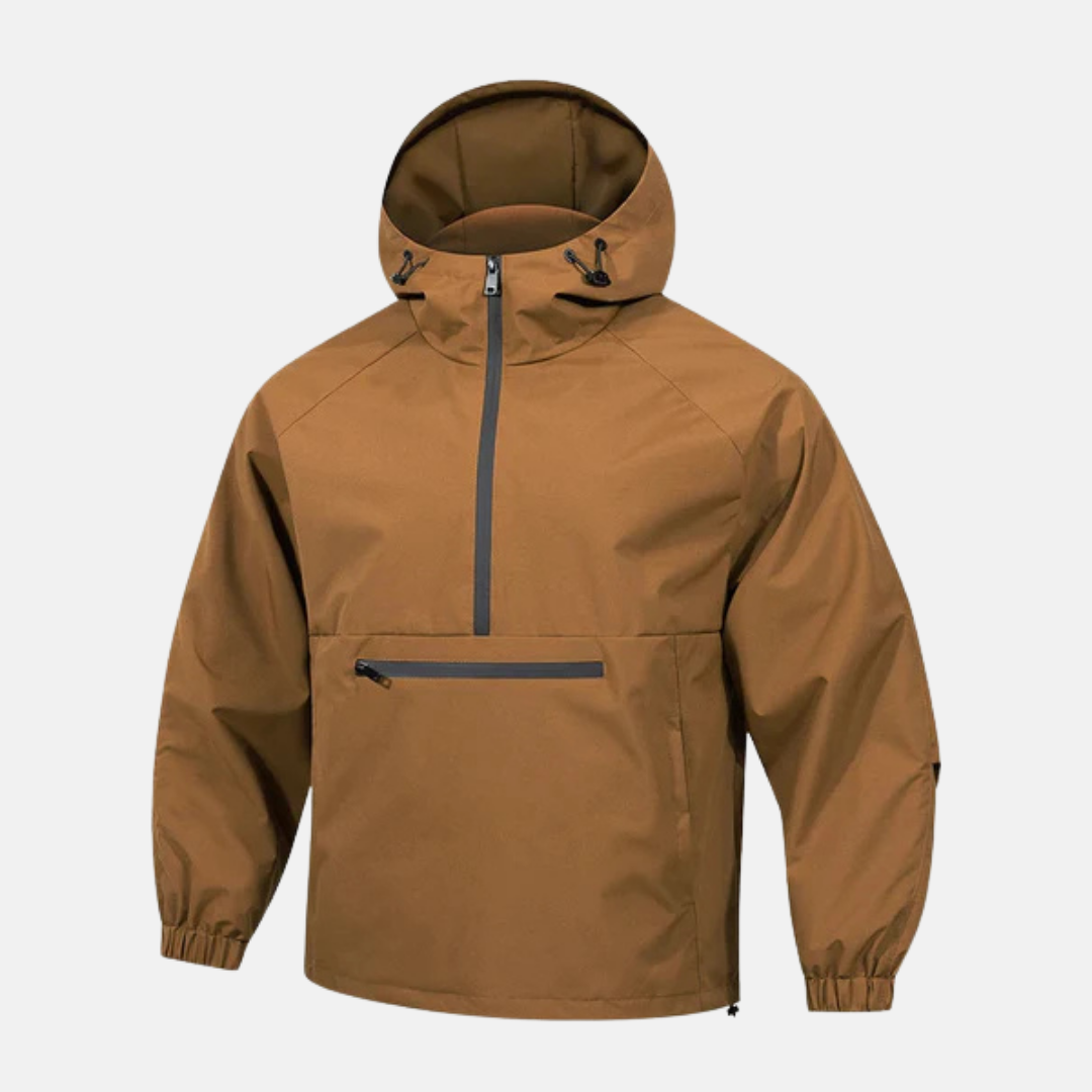 Men's Woven Blend Anorak Jacket Hooded High Neck Loose Fit Hip Length Outerwear Essentials