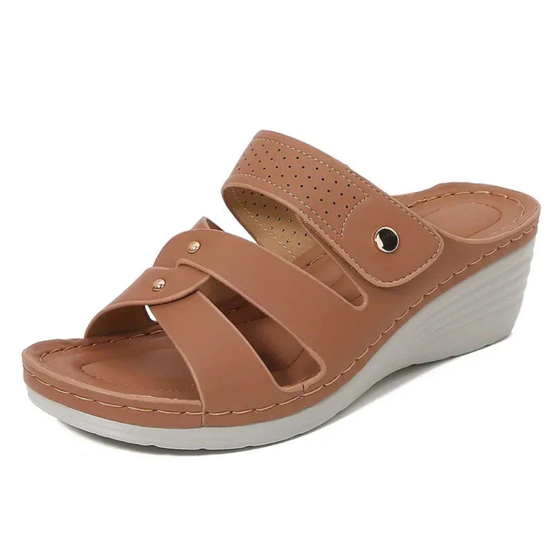 Carla Rivet Strap Wedge Sandals