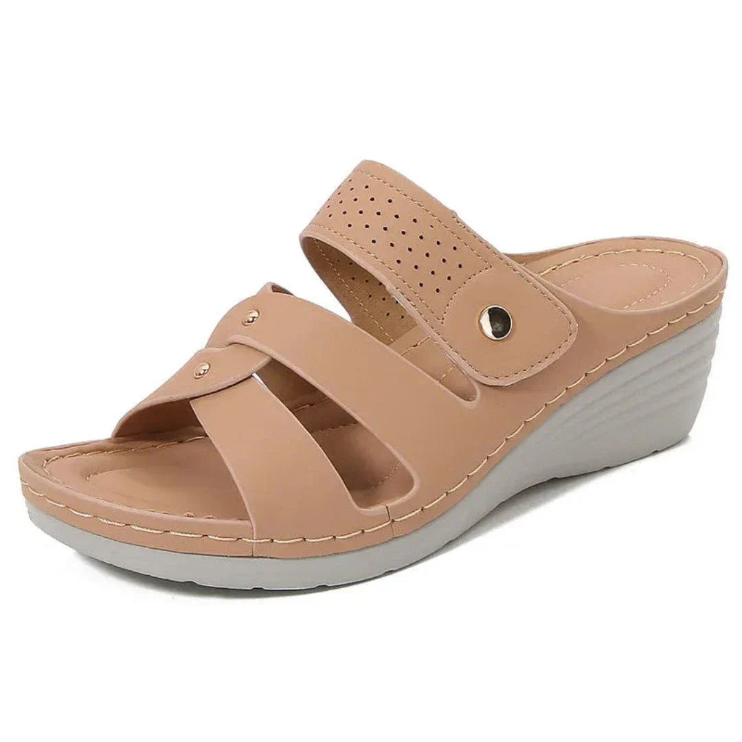 Carla Rivet Strap Wedge Sandals