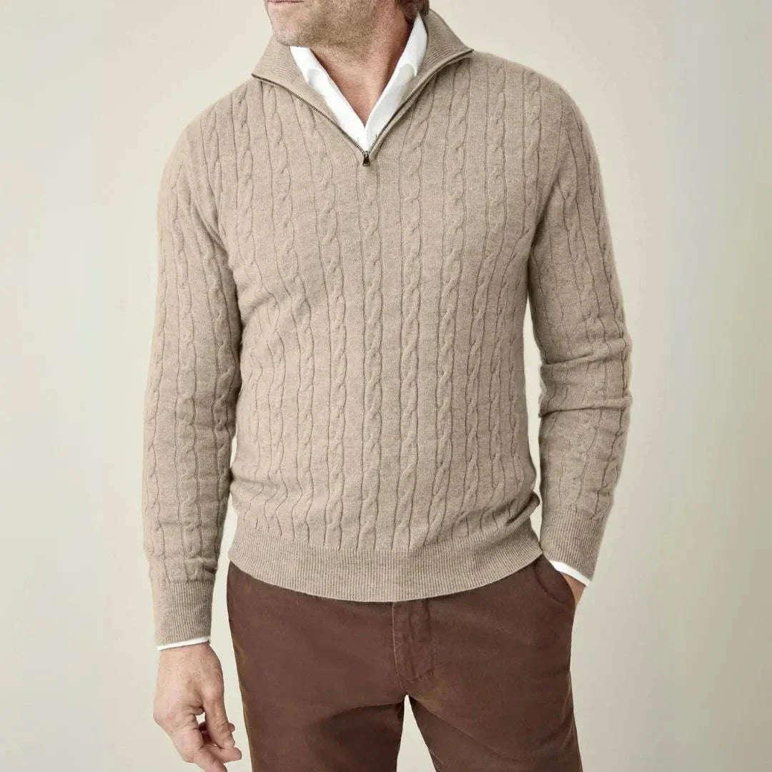 Carlo Cable Knit Quarter Zip Sweater
