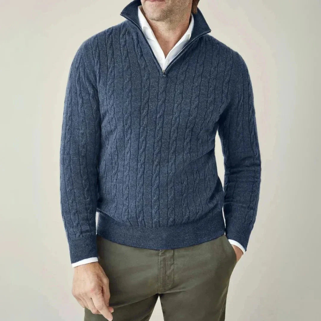 Carlo Cable Knit Quarter Zip Sweater