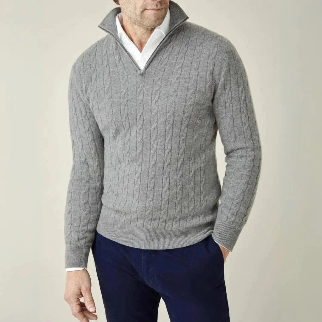 Carlo Cable Knit Quarter Zip Sweater