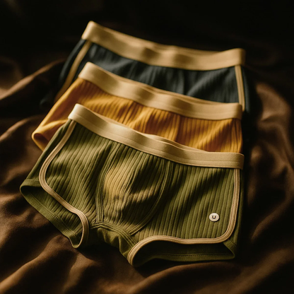 Waylynn Carter Organic Rib Knit Cotton Boxer Brief Set for Men with Contoured Pouch and Stay Put Waistband