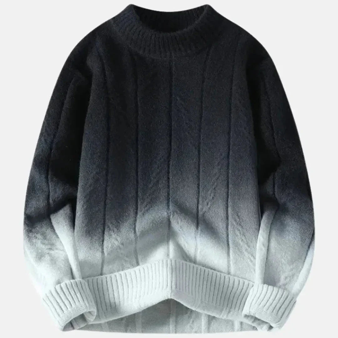 Cascade Ombré Wool Blend Crewneck Sweater For Everyday Casual Wear And Effortless Style