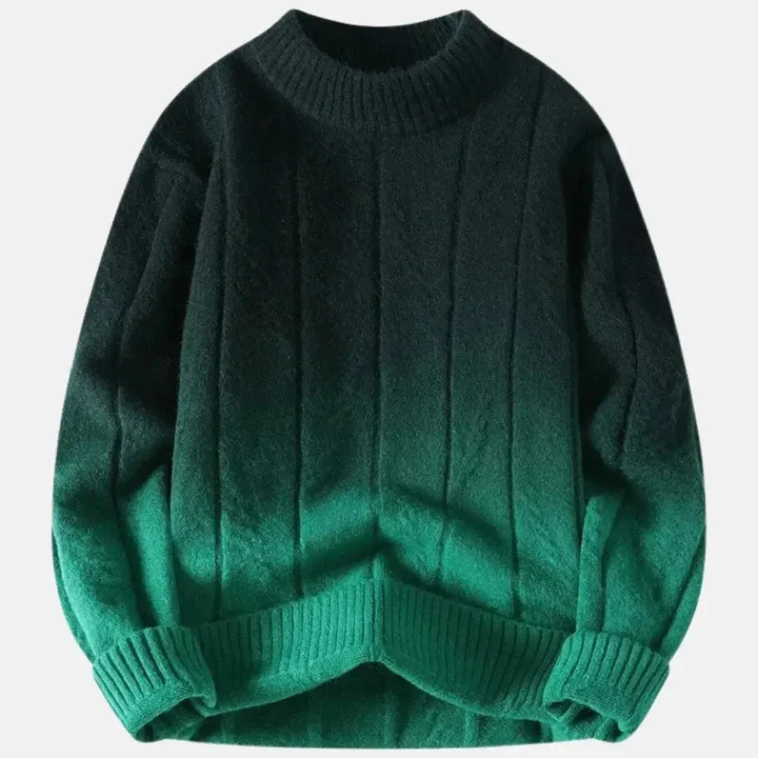 Cascade Ombré Wool Blend Crewneck Sweater For Everyday Casual Wear And Effortless Style