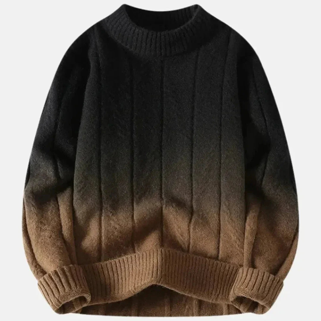 Cascade Ombré Wool Blend Crewneck Sweater For Everyday Casual Wear And Effortless Style