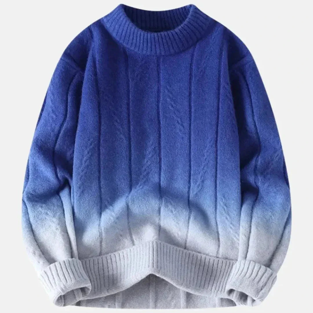 Cascade Ombré Wool Blend Crewneck Sweater For Everyday Casual Wear And Effortless Style