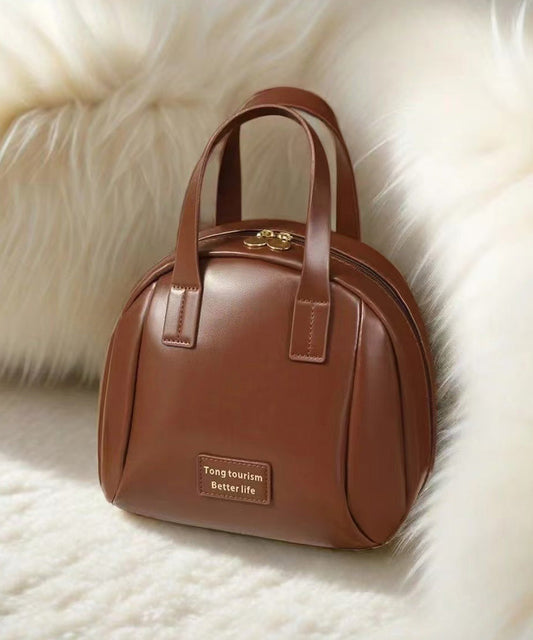 Sac fourre-tout décontracté en similicuir marron solide et durable - TrendAura