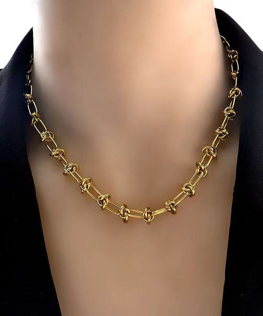 Collier Lariat décontracté en chaîne en alliage d'acier inoxydable doré - TrendAura