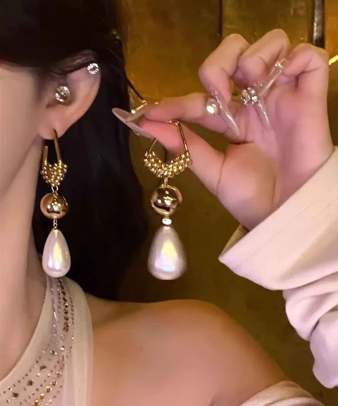 Boucles d'oreilles pendantes décontractées en or, argent sterling et zircons surdorés - TrendAura