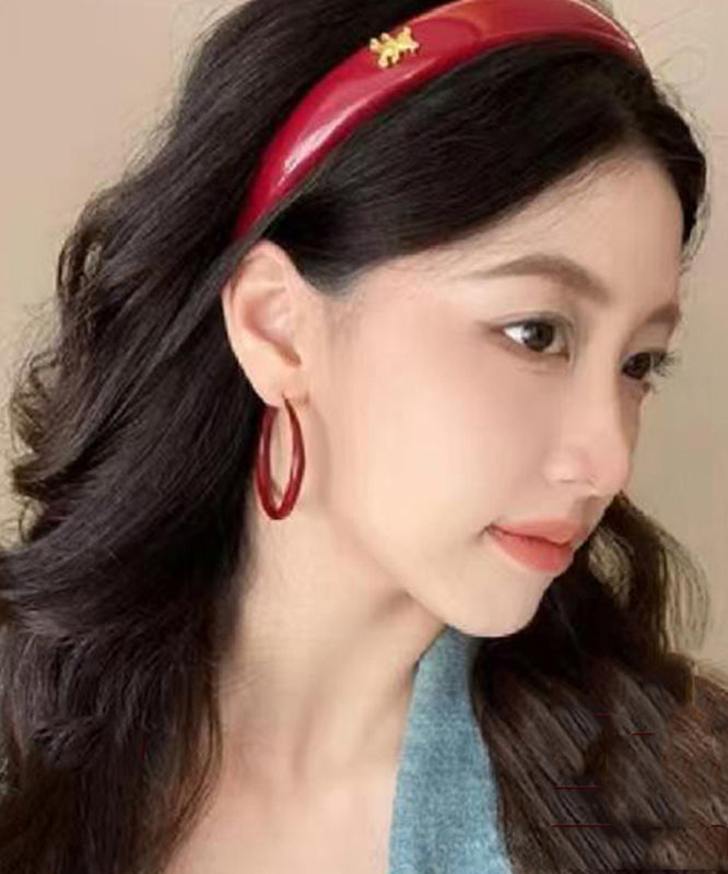 Boucles d'oreilles créoles décontractées en argent sterling rouge - TrendAura