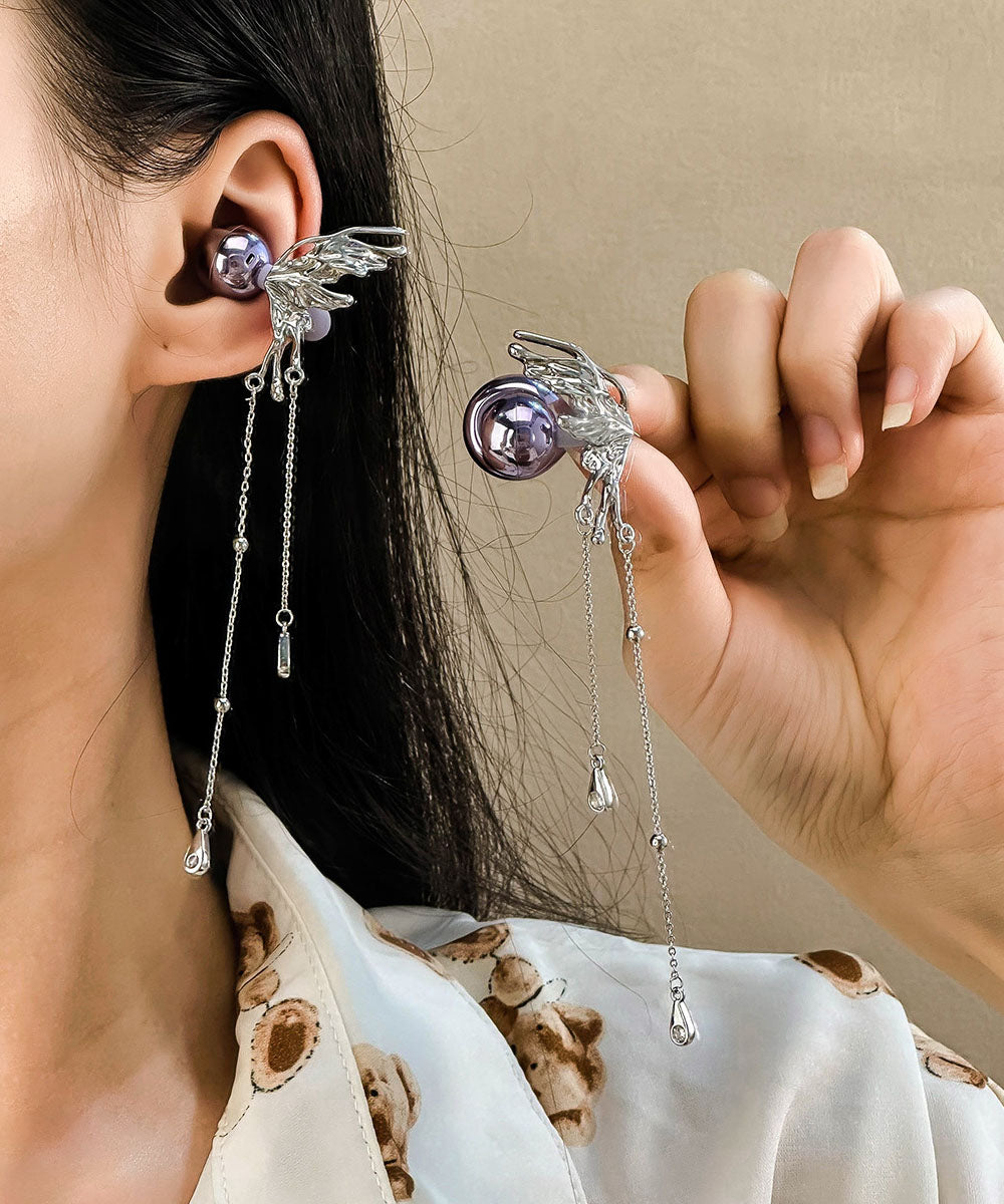 Boucles d'oreilles pendantes papillon à pompon en soie et cuivre, style décontracté - TrendAura