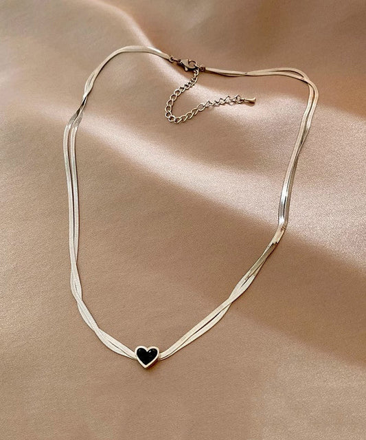 Collier pendentif double couche en argent sterling et soie décontractée - TrendAura