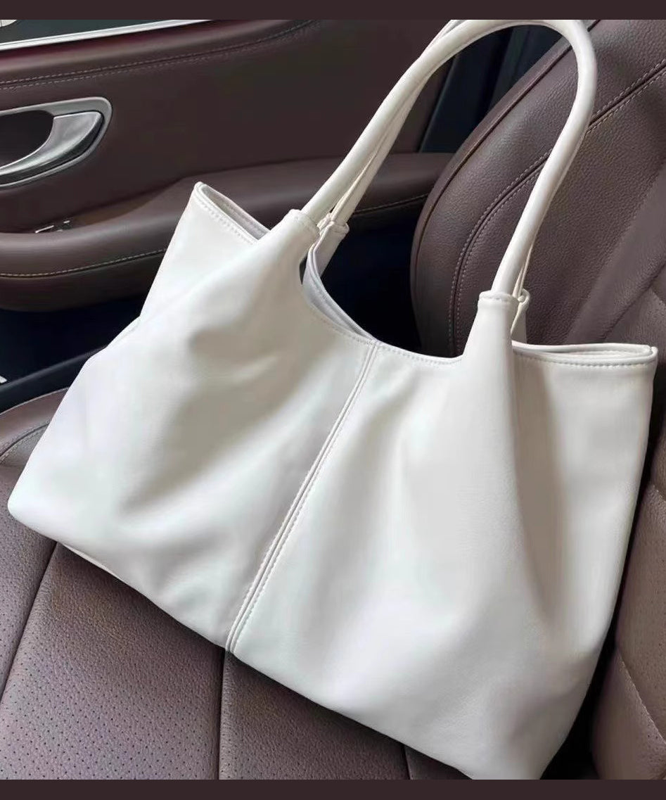 Sac à main décontracté en similicuir blanc de grande capacité - TrendAura