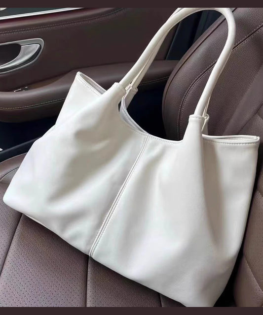 Sac à main décontracté en similicuir blanc de grande capacité - TrendAura