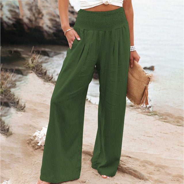 Romy - Wide summer pants with smocked waist