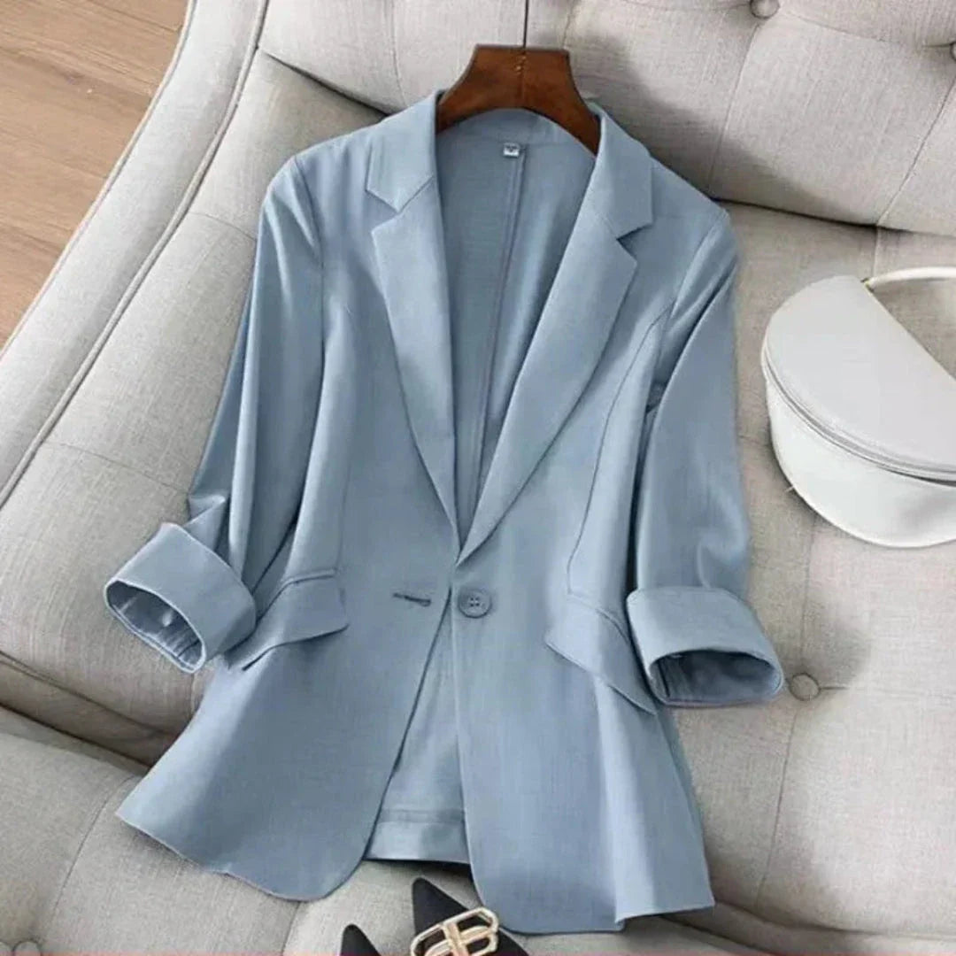 Cecile 3/4 Sleeve Linen Blazer