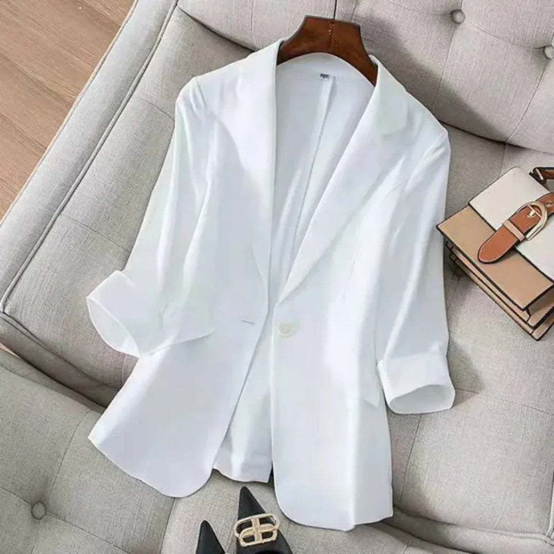 Cecile 3/4 Sleeve Linen Blazer