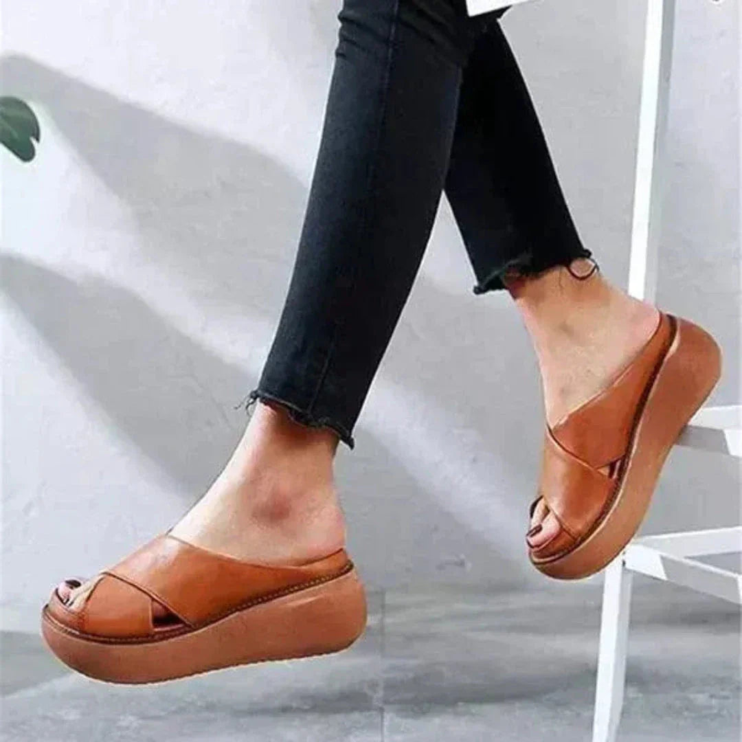Charlie Cross-Strap Platform Sandals