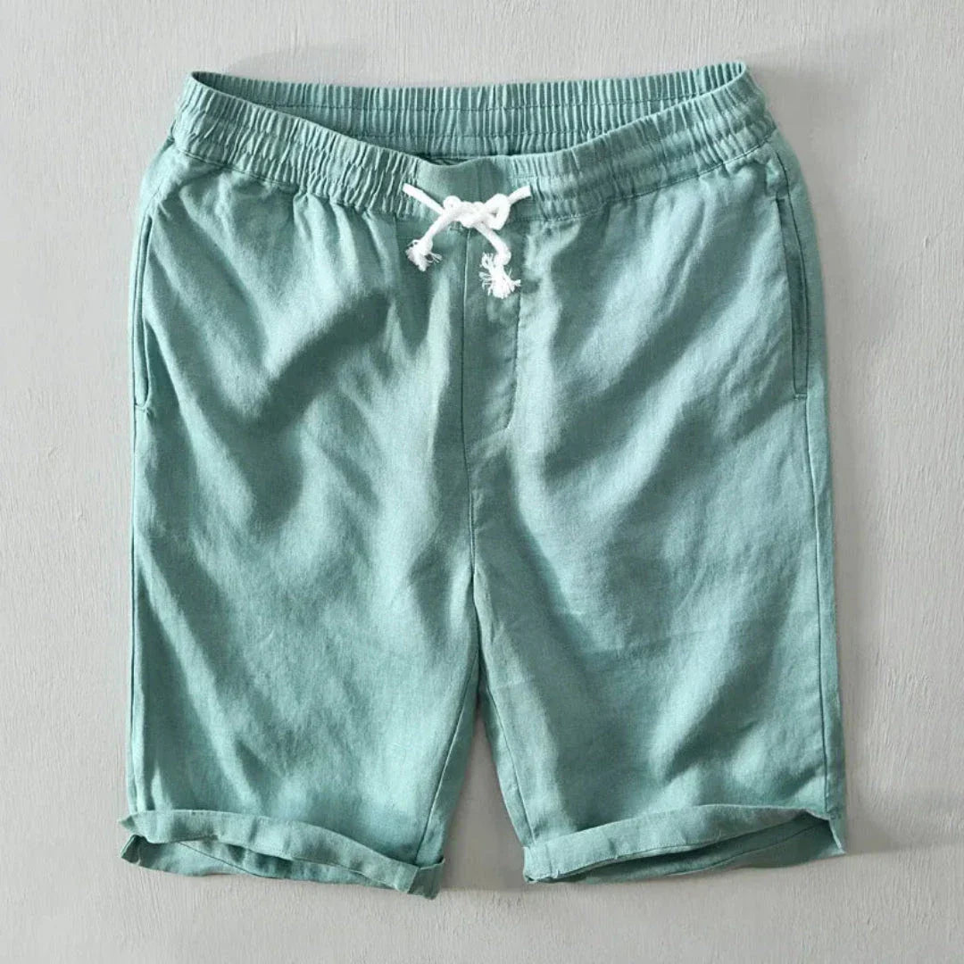 Charlie Drawstring Linen Blend Shorts For Summer Comfort Beach Casual Wear Relaxed Fit Mid Rise