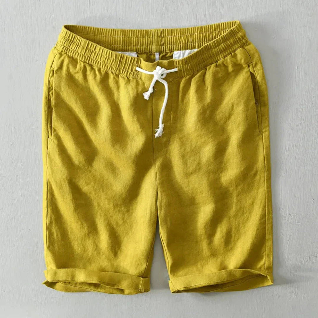 Charlie Drawstring Linen Blend Shorts For Summer Comfort Beach Casual Wear Relaxed Fit Mid Rise