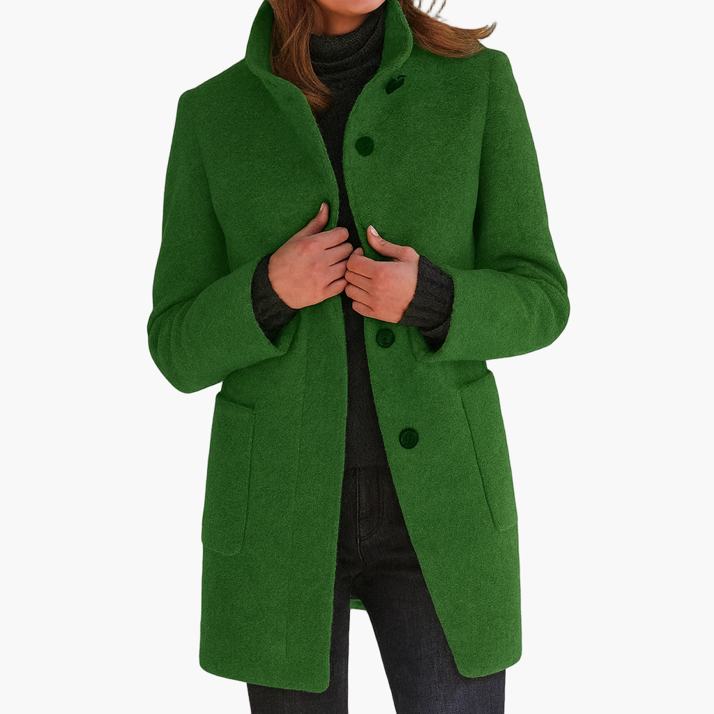 Women's Classic City Coat with Stand-up Collar – Elegant Everyday Coat for Autumn and Winter