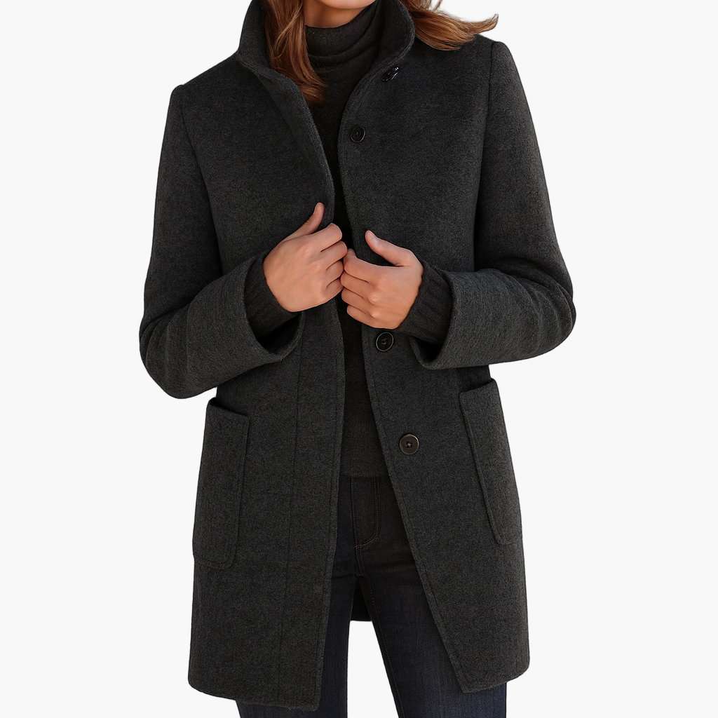 Women's Classic City Coat with Stand-up Collar – Elegant Everyday Coat for Autumn and Winter