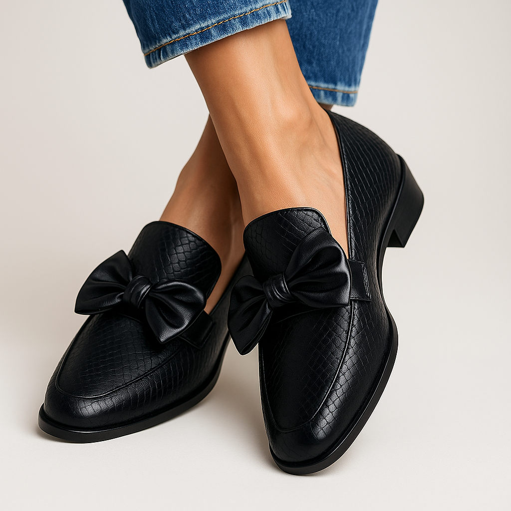 Women's Bow Loafers with Classic Design and Comfortable Fit - TrendAura