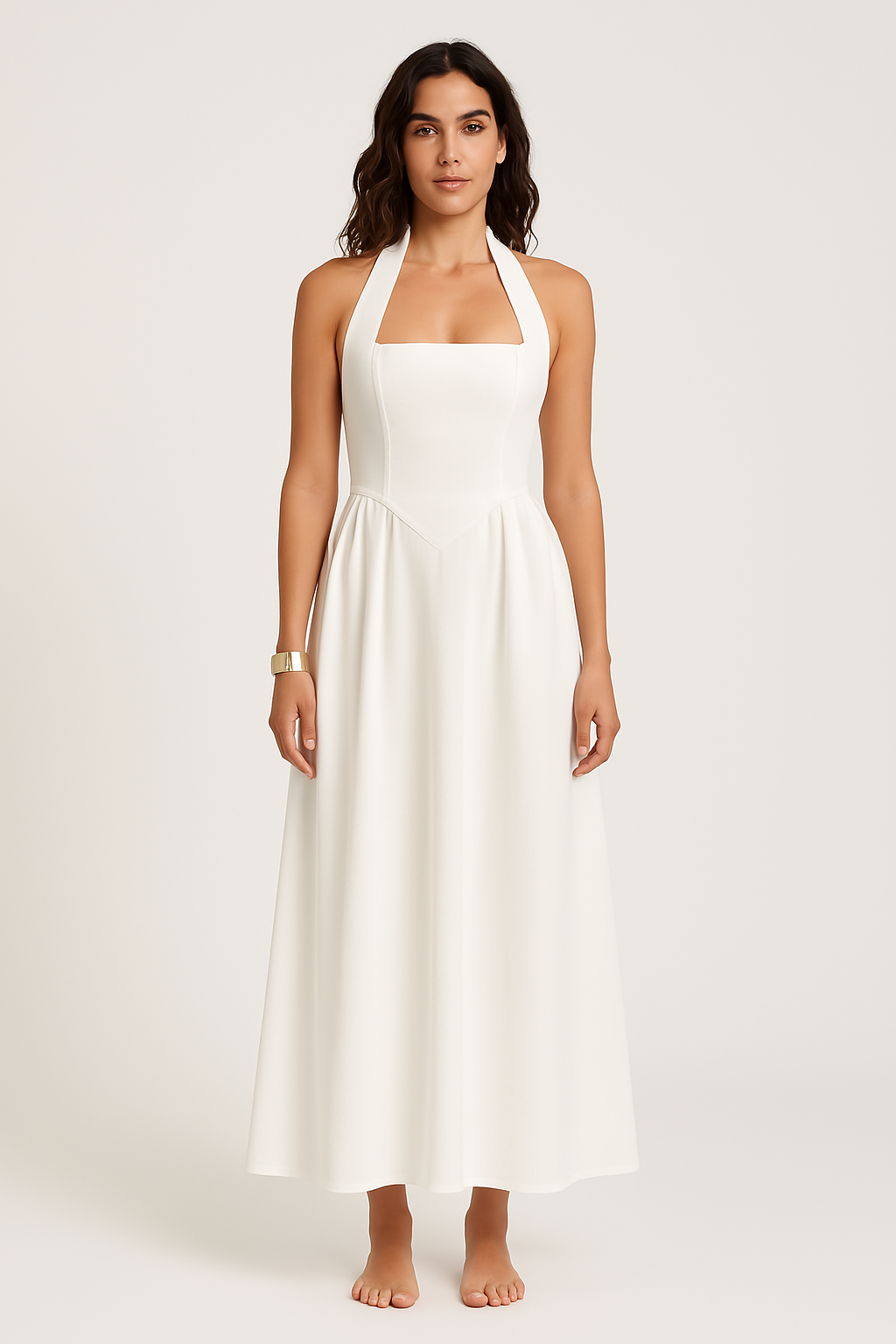 Dress for women – Halterneck – Ruffle maxi – Light and elegant fit – Backless design