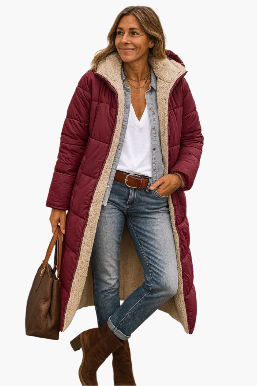 Quilted Fleece Lined Full-Length Puffer Coat for Women – Warmth And Cozy Comfort