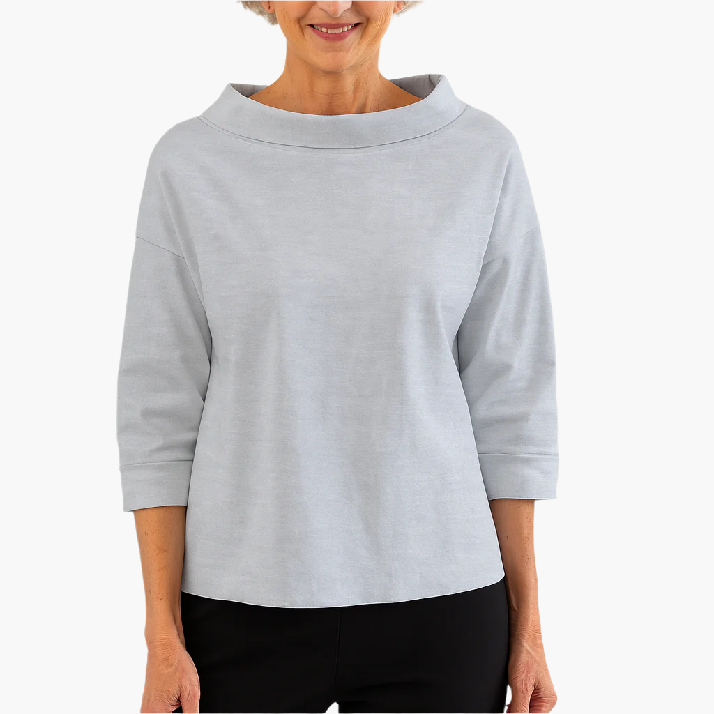 Women's Elegant Top with Stand-up Collar – Stylish Basic for Everyday and Special Occasions
