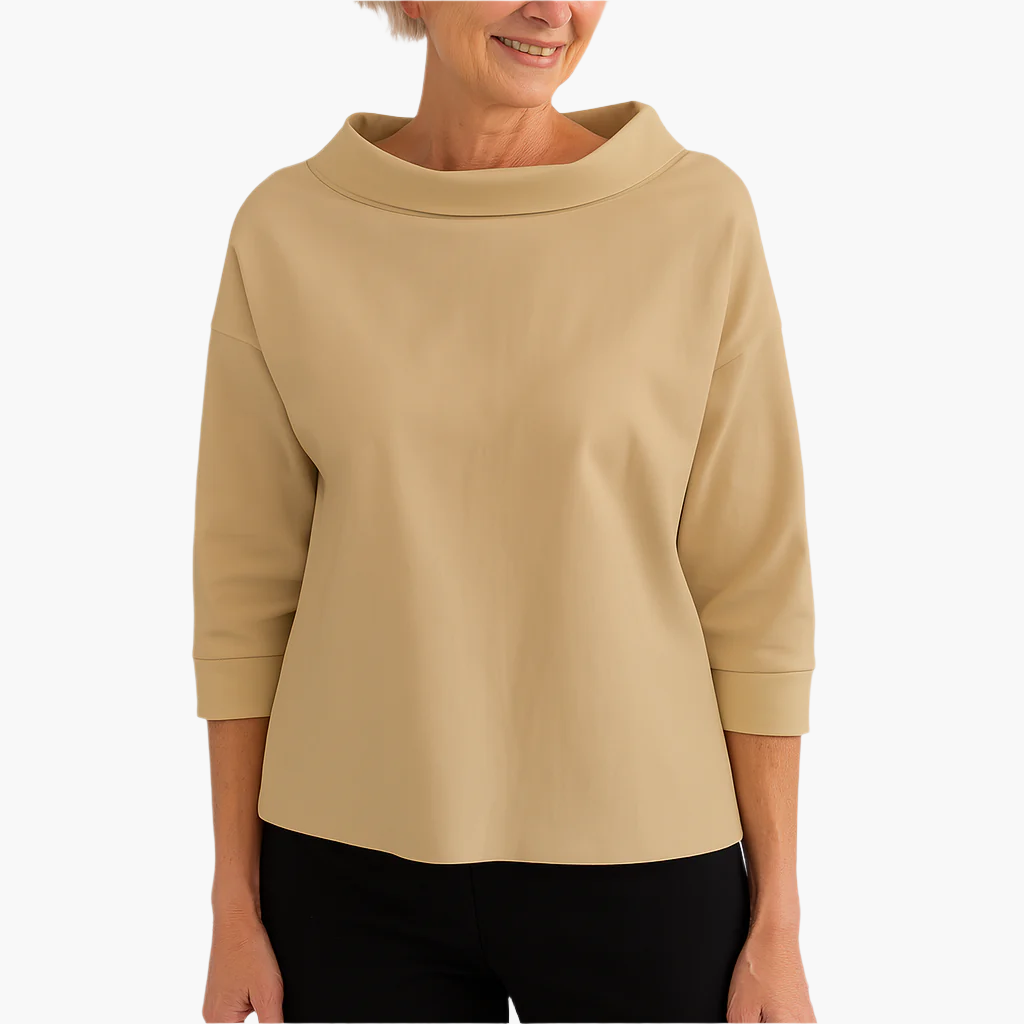 Women's Elegant Top with Stand-up Collar – Stylish Basic for Everyday and Special Occasions