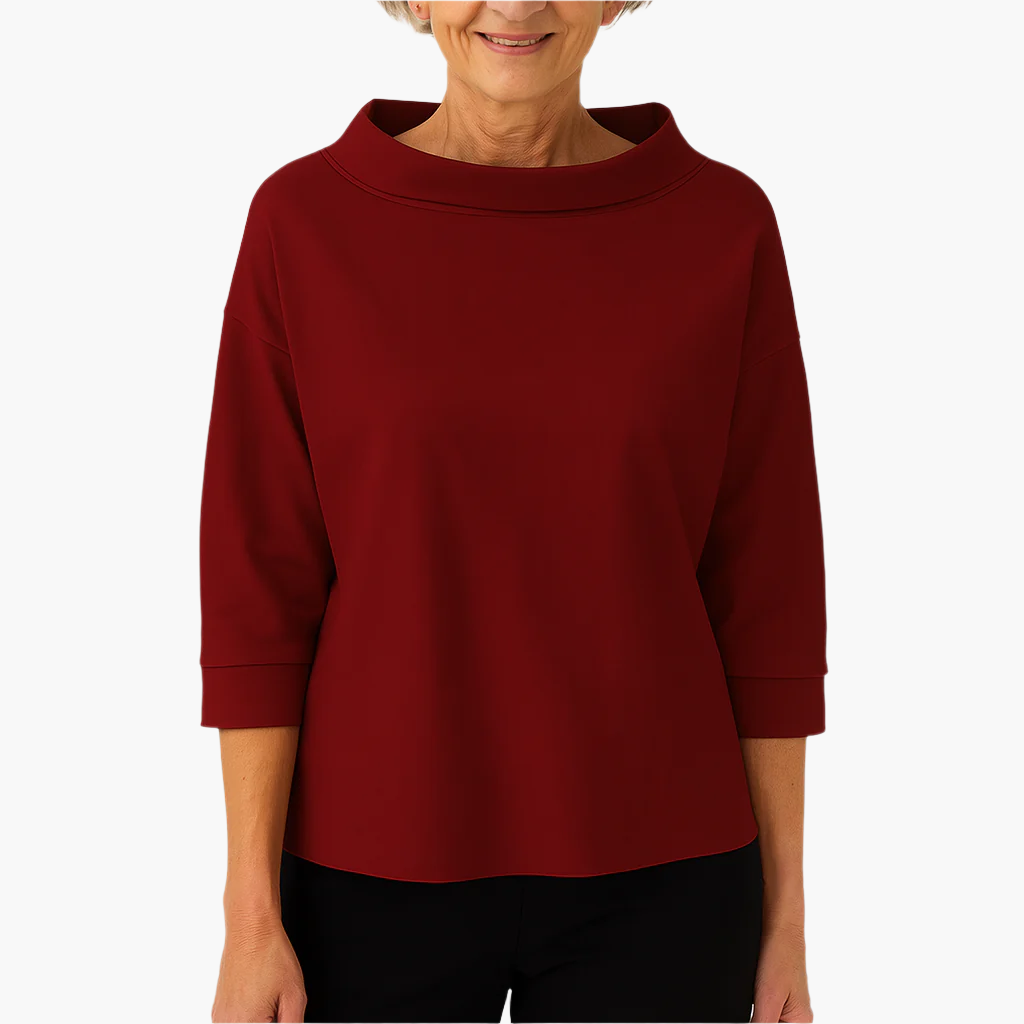 Women's Elegant Top with Stand-up Collar – Stylish Basic for Everyday and Special Occasions