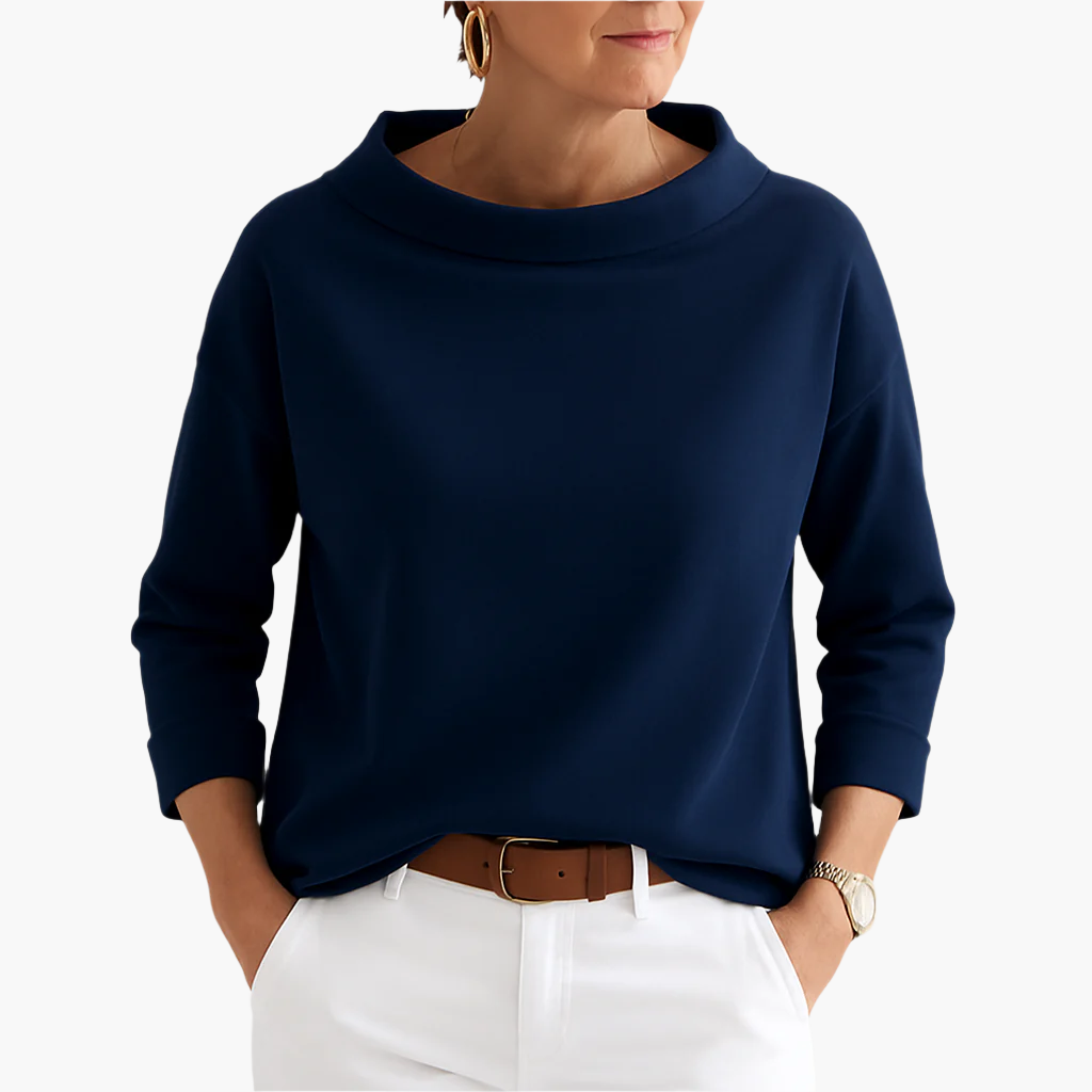 Women's Elegant Top with Stand-up Collar – Stylish Basic for Everyday and Special Occasions