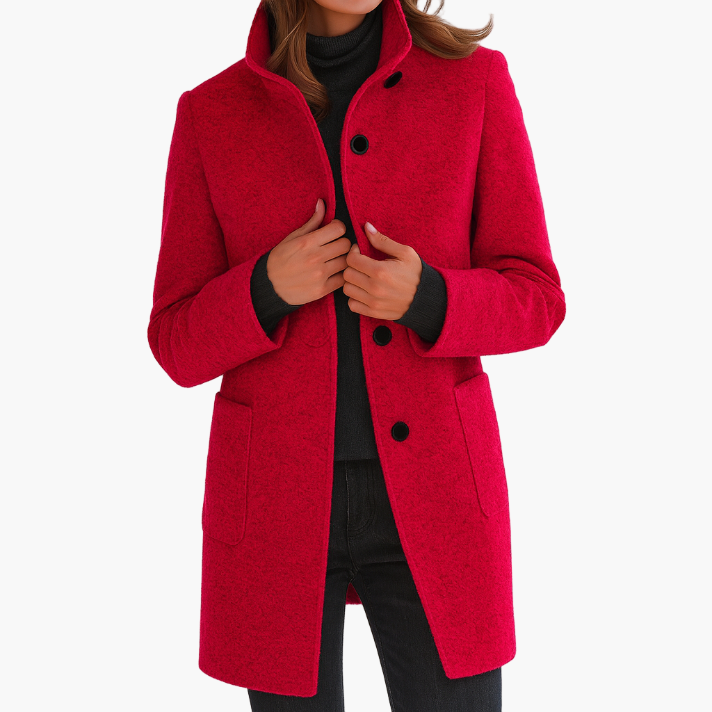 Women's Classic City Coat with Stand-up Collar – Elegant Everyday Coat for Autumn and Winter