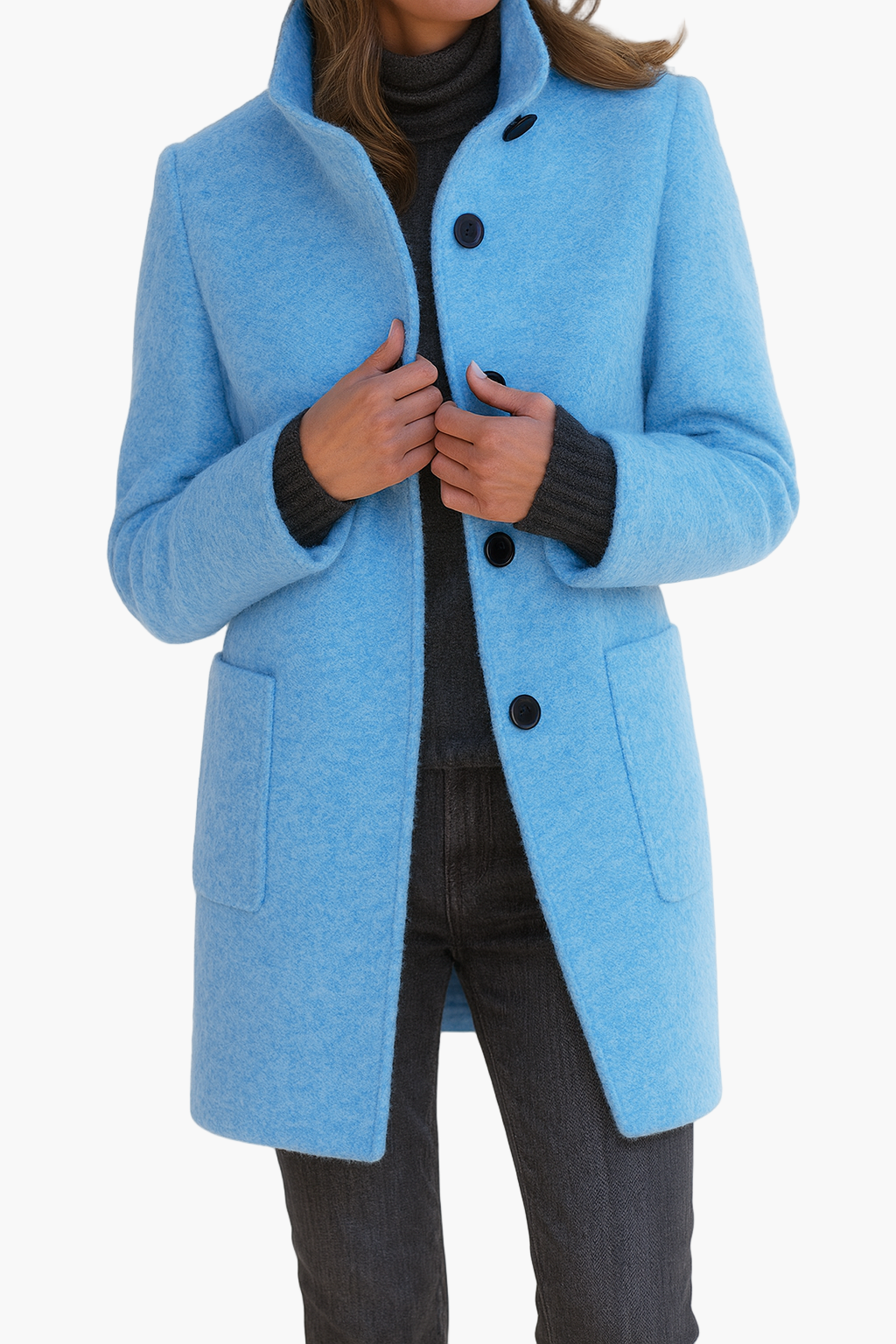 Women's Classic City Coat with Stand-up Collar – Elegant Everyday Coat for Autumn and Winter