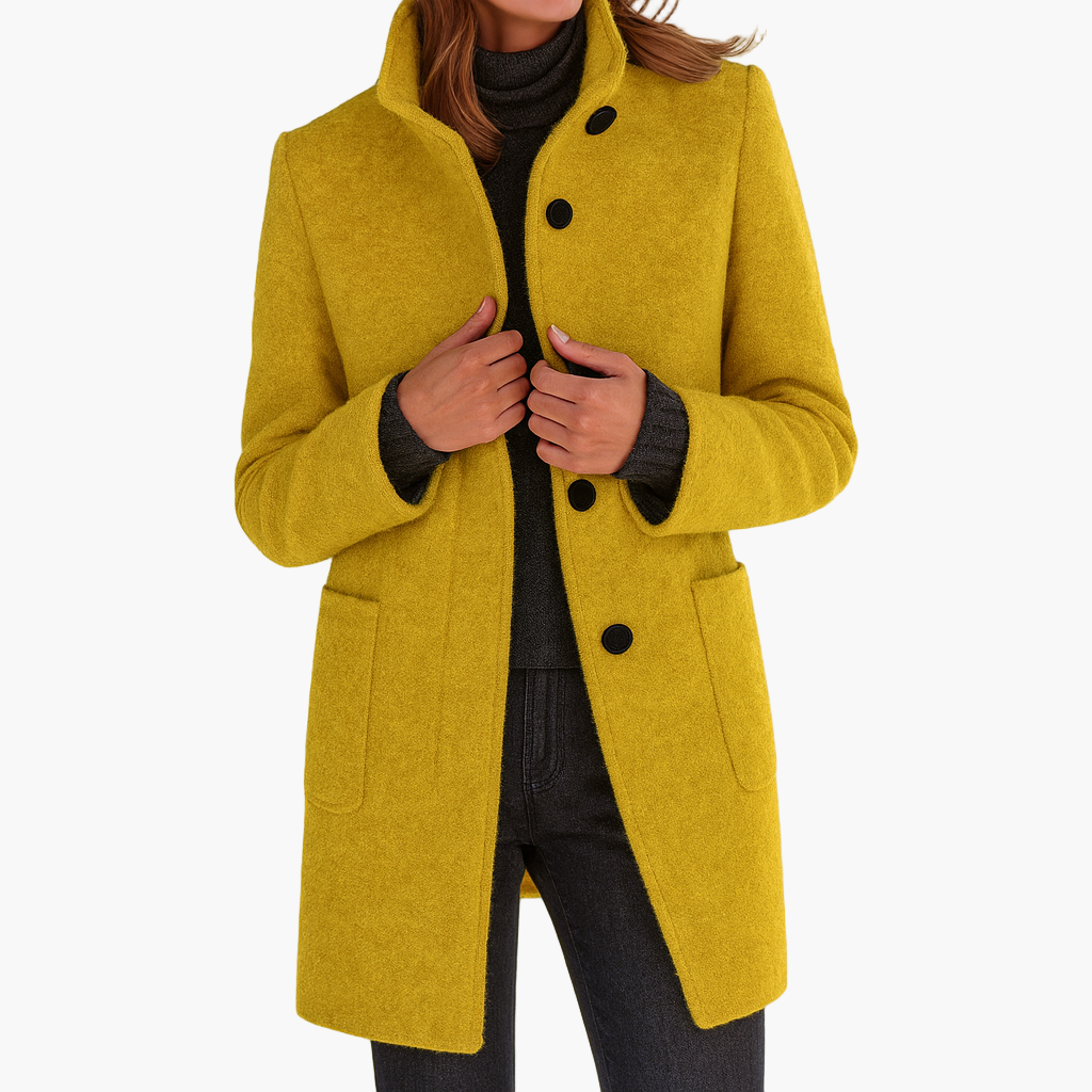 Women's Classic City Coat with Stand-up Collar – Elegant Everyday Coat for Autumn and Winter