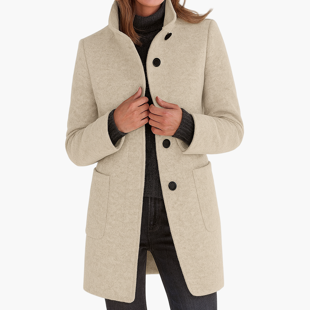 Women's Classic City Coat with Stand-up Collar – Elegant Everyday Coat for Autumn and Winter