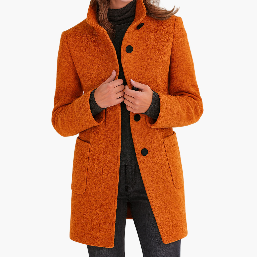 Women's Classic City Coat with Stand-up Collar – Elegant Everyday Coat for Autumn and Winter