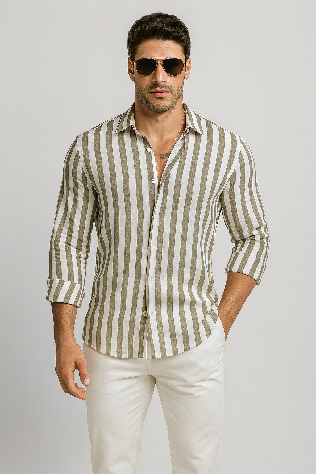 TrendAura | Men’s Striped Summer Shirt
