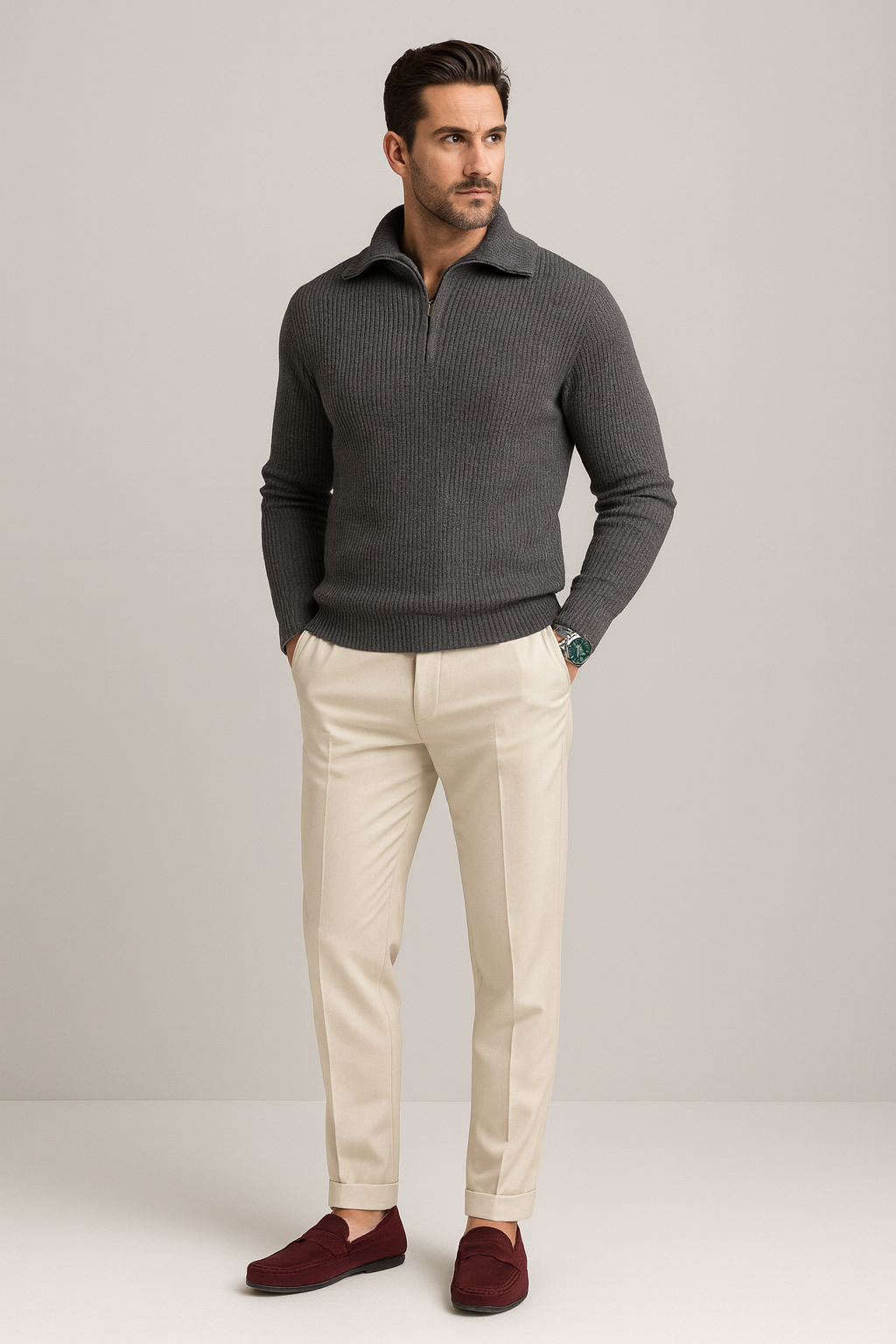 TrendAura | Half-Zip Sweater