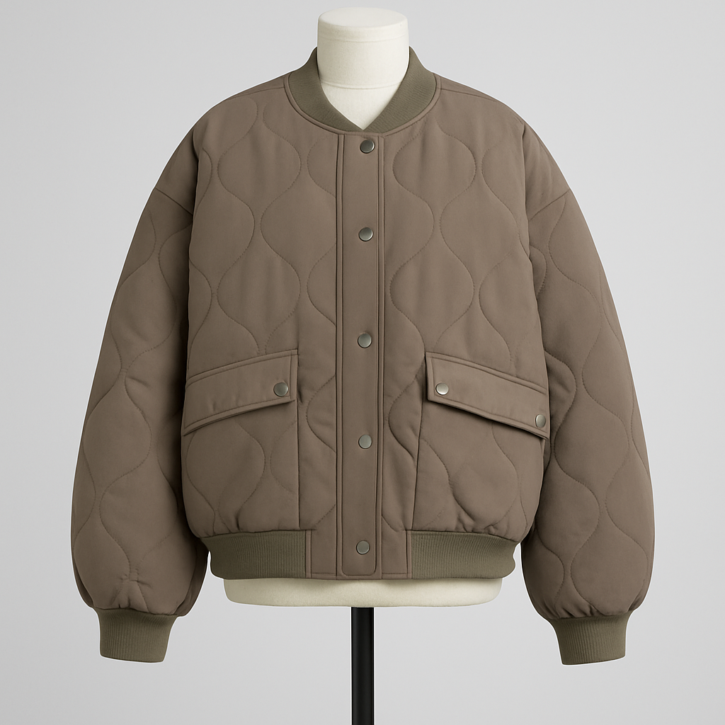 TrendAura Quilted Bomber Jacket