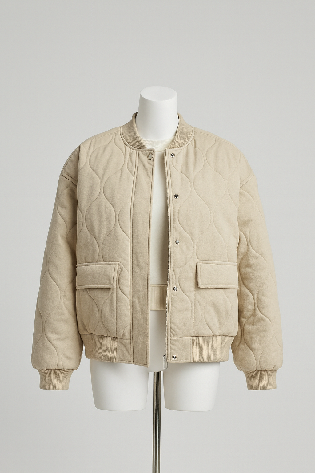 TrendAura Quilted Bomber Jacket