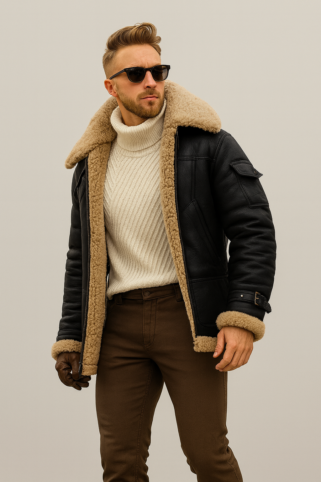 TrendAura – Kodiak Shearling Aviator Jacket