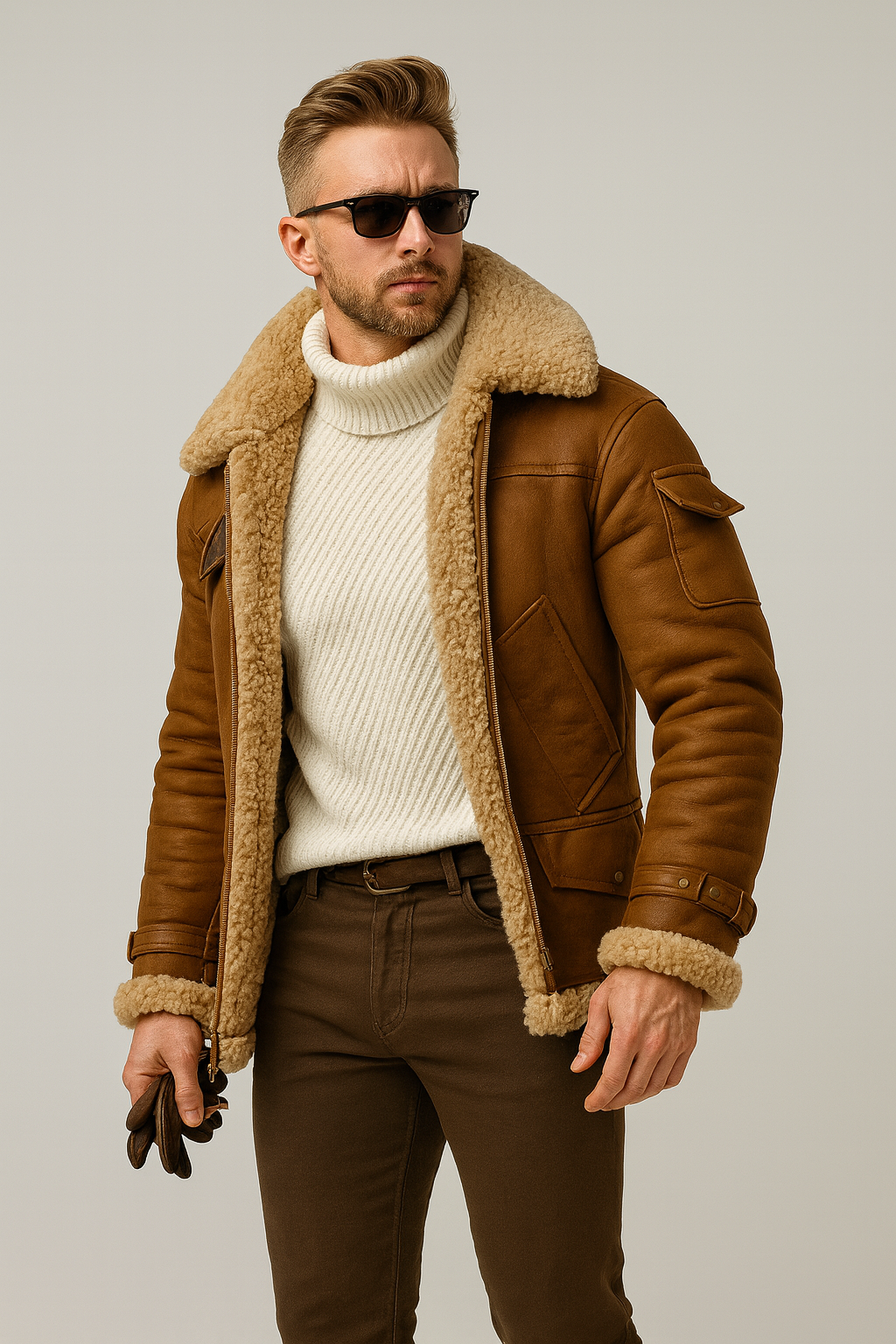 TrendAura – Kodiak Shearling Aviator Jacket