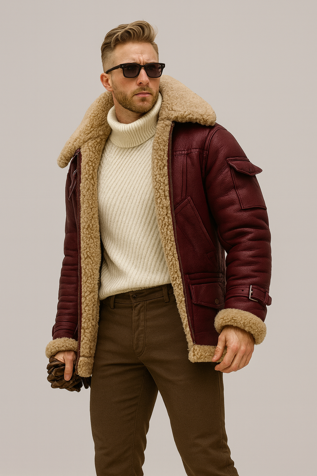 TrendAura – Kodiak Shearling Aviator Jacket